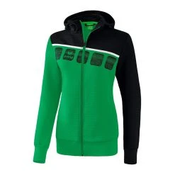 Erima 5-C Trainingsjacke Kapuze Damen Grün Schwarz